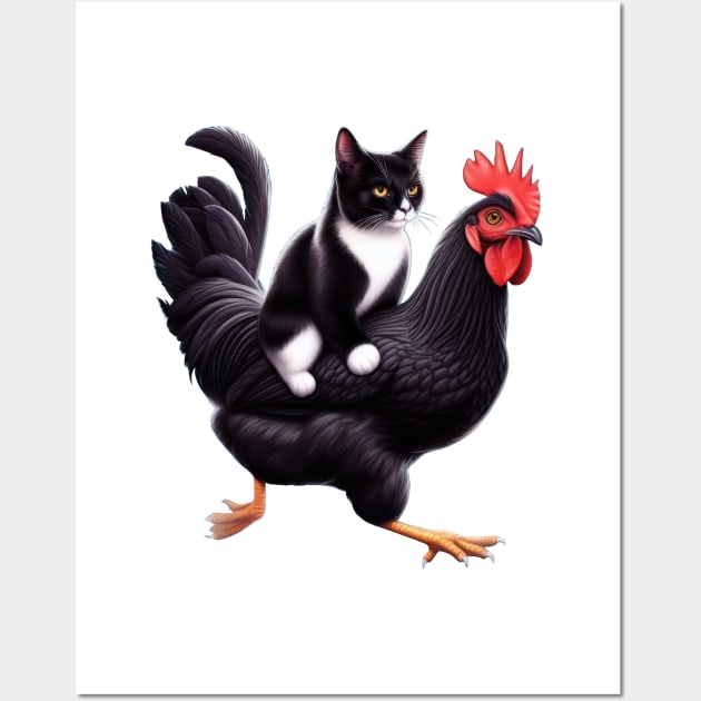 Cat On A Chicken Wall Art by TooplesArt